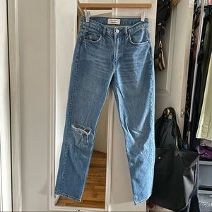 Reformation Straight Leg Distressed Jeans in “Sonoma Destroyed”